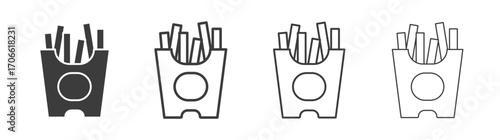 French-fries icons set vectors graphic designs