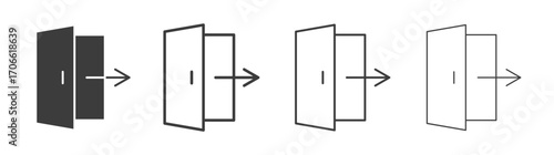 Exit icons set vectors graphic designs