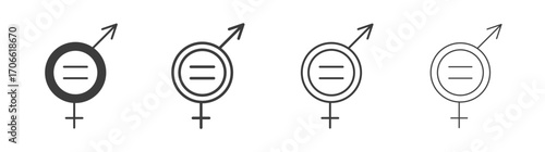 Equality icons set vectors graphic designs