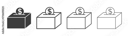 Donate icons set vectors graphic designs