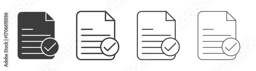 Document accept icons set vectors graphic designs