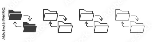 Data transfer icons set vectors graphic designs