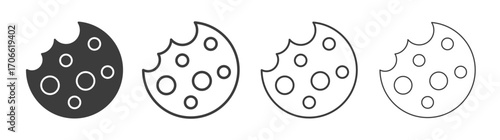 Cookie icons set vectors graphic designs