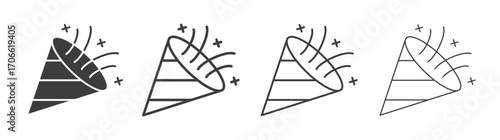 Confetti icons set vectors graphic designs