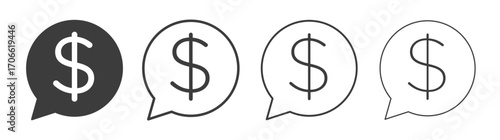 Comment dollar icons set vectors graphic designs