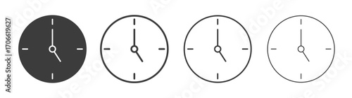 Clock-five icons set vectors graphic designs
