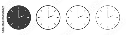 Clock two icons set vectors graphic designs