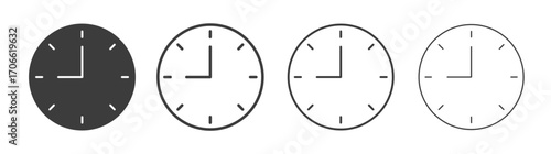 Clock nine icons set vectors graphic designs