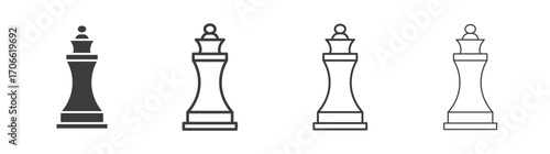 Chess queen icons set vectors graphic designs