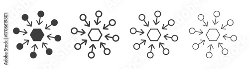 Centralized icons set vectors graphic designs