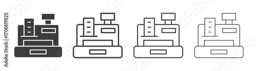 Cash register icons set vectors graphic designs