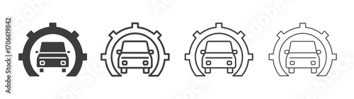 Car mechanic icons set vectors graphic designs