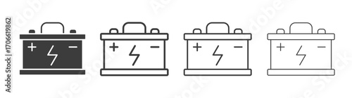 Car battery icons set vectors graphic designs