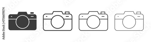 Camera icons set vectors graphic designs