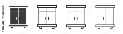 Cabinet icons set vectors graphic designs