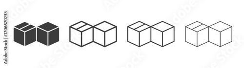 Boxes icons set vectors graphic designs