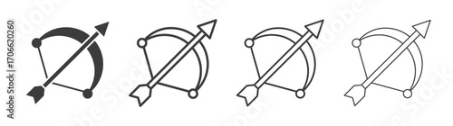 Bow arrow icons set vectors graphic designs