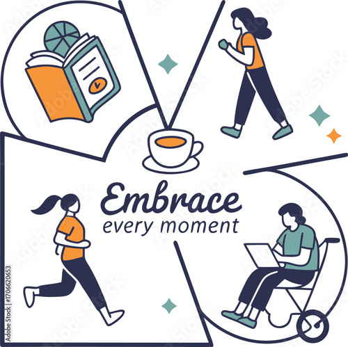 Celebrate life’s little joys—reading, coffee, exercise, and productivity. This inspiring design reminds you to embrace every moment with balance, focus, and positivity.