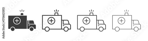 Ambulance icons set vectors graphic designs