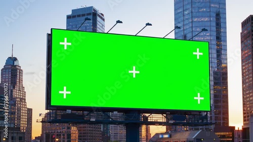 Billboard Timelapse with Green Screen in City