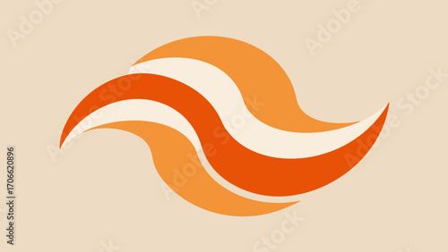 Abstract Swirling Waves in Warm Orange and Cream Tones curves flowing