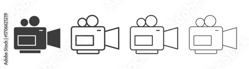Video camera icons set vectors graphic designs