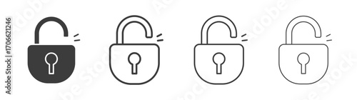 Unlock icons set vectors graphic designs