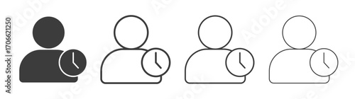 User time icons set vectors graphic designs