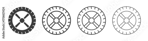 Tire icons set vectors graphic designs