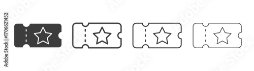 Ticket icons set vectors graphic designs