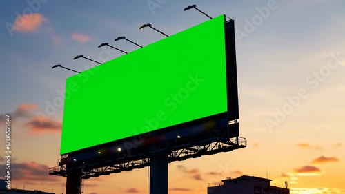 Billboard Timelapse at Sunset with Green Screen