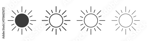 Sun icons set vectors graphic designs