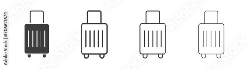 Suitcase icons set vectors graphic designs