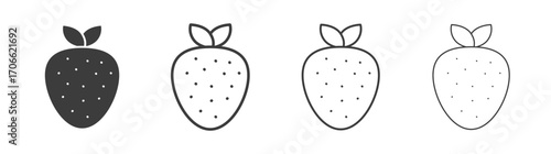 Strawberry icons set vectors graphic designs