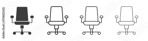 Office chair icons set vectors graphic designs