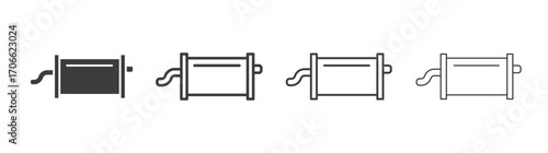 Exhaust pipe icons set vectors graphic designs