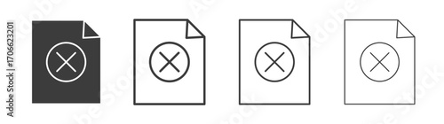 Delete Document icons set vectors graphic designs