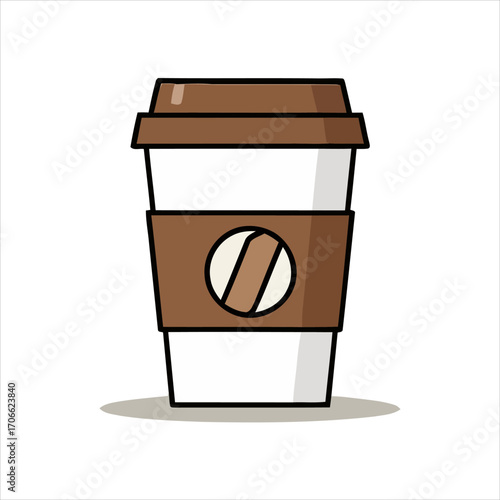 Charming graphic representation of a hot coffee or tea to-go cup, suitable for various digital and print media projects and beverage-related themes