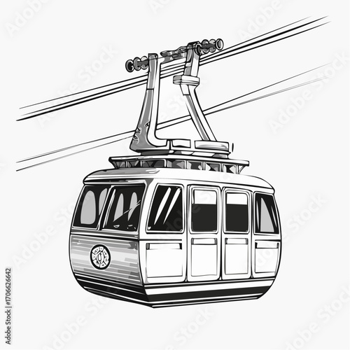 Cable Car vector line art