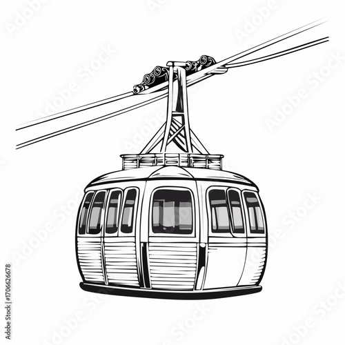 Cable Car vector line art