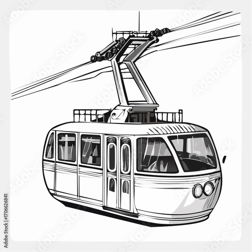 Cable Car vector line art