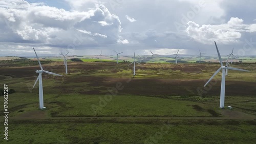 Wind Farm from a drone in southeast Scotland, UK