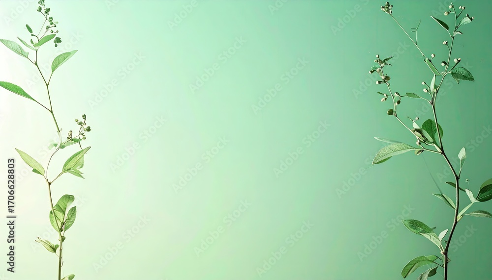 Fototapeta premium Green Plants on Gradient Background