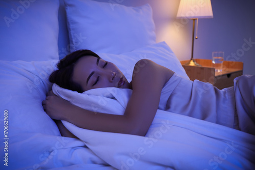 Young Asian woman sleeping ...