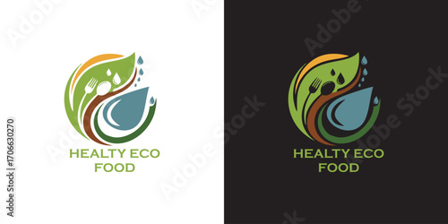 Promote healthy eating with this fresh, eco-friendly food logo showcasing natural ingredients and sustainable practices for your brand's visual identity