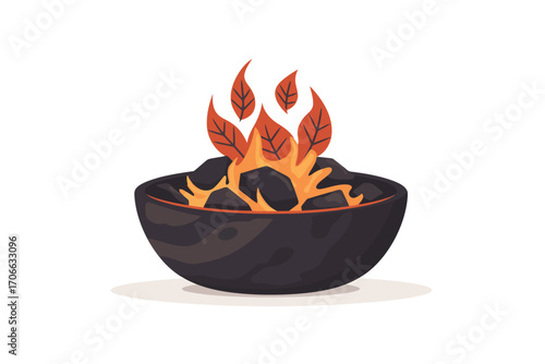 ashes in a ceremonial dish wooden isolated