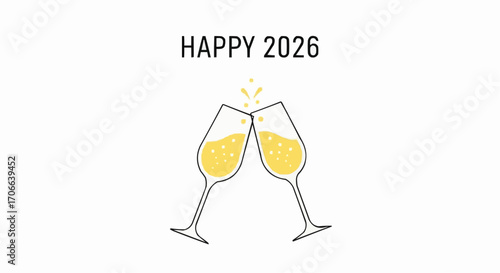 Happy new year 2026 happy new year 2026 celebration with champagne toast illustration for social media and greeting cards design vector