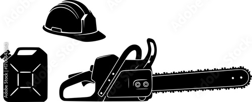 Chainsaw set silhouette vector illustration