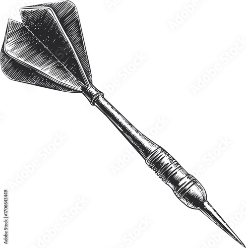 Dart sketch hand drawn detailed illustration isolated on white background — stock vector
