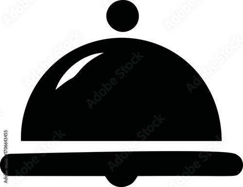 Cloche food cover sketch hand drawn icon, simple black silhouette — stock vector